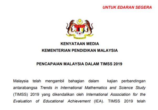Pencapaian TIMSS 2019 Malaysia; Adakah Dasar Sains, Teknologi dan Inovasi Negara 2021-2030 berupaya sambut warga intelek negara?